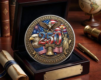 250-årsjubileumsutmaningsmynt, patriotiskt minnesmärke över USA:s örn och frihetsklocka, 1776 2026 amerikansk samlargåva, dekorask med frihet