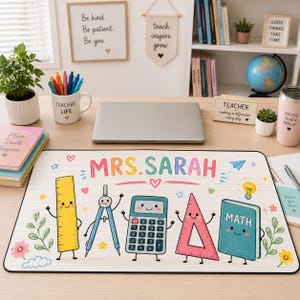 Personalized Teacher Desk Mat Custom Classroom Mouse Pad Customized Math School Supplies Educator Gift Back to School Decor