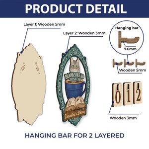 May include: Wooden wall decor with a cat design, a blue mug, and the text "BOOKS READ THIS YEAR". Includes a hanging bar and wooden numbers. Layer 1 is 5mm thick, layer 2 is 3mm thick.