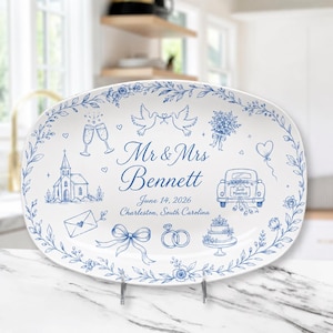 Personalized Wedding Ceramic Platter, Custom Couple Serving Tray, Bridal Shower Gift, Newlywed Kitchen Decor, Keepsake Plate, GIFT 2026
