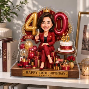 Personalisierte Acryl Foto Block Angepasst 40. Geburtstagsgeschenk für ihren Kollegen Meilenstein Andenken Boss Lady Schreibtischdekor Legend Trophy