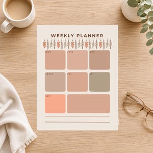 Boho Botanical Weekly Planner – Printable Daily Organizer (Digital Download)