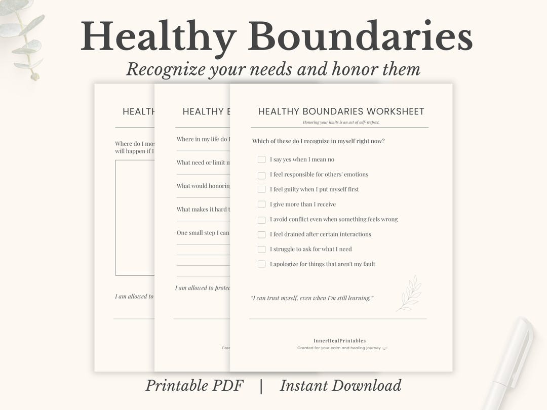 Healthy Boundaries Worksheet Printable PDF | Personal Boundaries ...