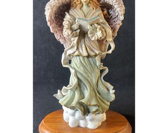 Beautiful 10 Inch Multicolored Angel Reading A Bible High Quality Fast Shipping