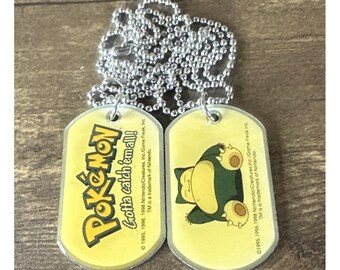 1999 Snoralax Pokemon Dog Tag  Necklace Official Nintendo Fast & Safe Shipping
