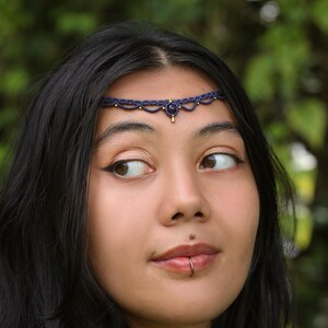 Coroa de Ametista | Adorno de Macramê Terceiro Olho | Gargantilha para Festivais