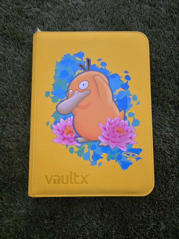 psyduck card binder Pokmon On Beach Laser Engraved 360 SLOT Custom Glitter Psyduck Vaultx 4