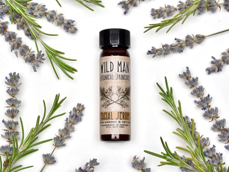 WIld Man Botanical Facial Serum with Carrot and Vetiver 15ml // .5oz image 1