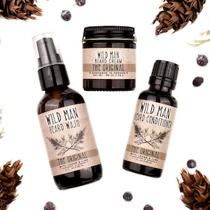 Mens Beard Grooming Gift Set THREE PACK Beard Oil Conditioner, Wash + Cream