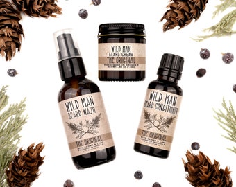 Mens Beard Grooming Gift Set THREE PACK Beard Oil Conditioner, Wash + Cream