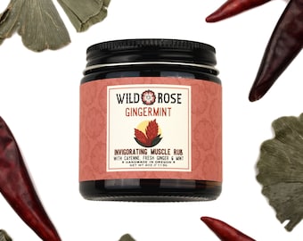 Ungüento muscular vigorizante de menta y jengibre - con cayena y ginkgo - 4 oz // 113 g