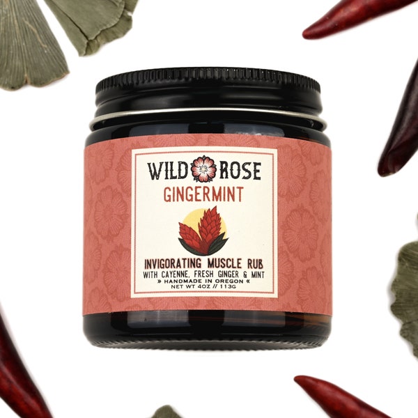 GINGERMINT Invigorating Muscle Rub - with Cayenne and Gingko - 4oz // 113g