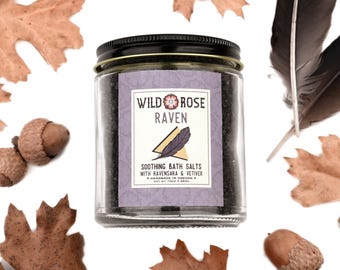 RAVEN Soothing Bath Salts - with Ravensara and Vetiver - 10oz // 284g Jar
