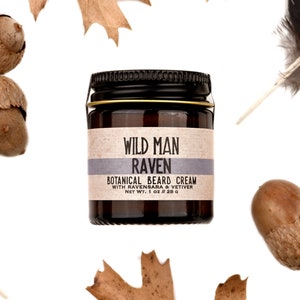 Beard Balm Cream - Wild Man - RAVEN -  1oz // 28g - Grooming Mens Gift