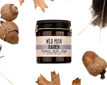 Beard Balm Cream - Wild Man - RAVEN -  1oz // 28g - Grooming Mens Gift