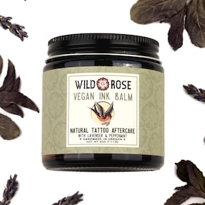 VEGAN INK BALM Natural Tattoo Aftercare - with Lavender and Peppermint - 4oz // 113g