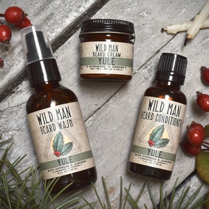 Mens Beard Grooming Gift Set THREE PACK Beard Oil Conditioner, Wash Cream Yule