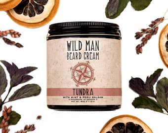 Wild Man Beard Cream - TUNDRA with Mint and Peru Balsam - Beard Balm 4oz // 113g