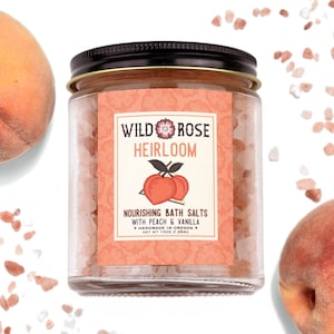 HEIRLOOM Nourishing Bath Salts - with Pink Himalayan Salt and Peach - 10oz // 284g Jar