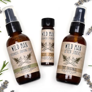 Wild Man Shaving Gift Set -  After Shave Shaving Soap and Facial Serum
