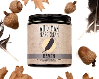 Beard Balm Cream Wild Man RAVEN Beard Grooming 113g // 4oz For Him