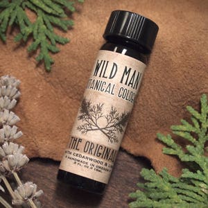 Natural Cologne Oil WILD MAN Unisex Essential Oil Perfume with Cedar and Lime 15ml // .5oz For Him image 1