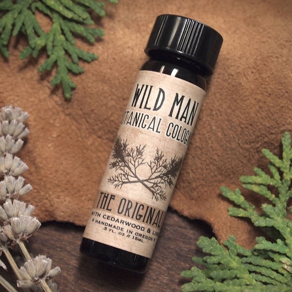 Natural Cologne Oil WILD MAN Unisex Essential Oil Perfume with Cedar and Lime 15ml // .5oz For Him