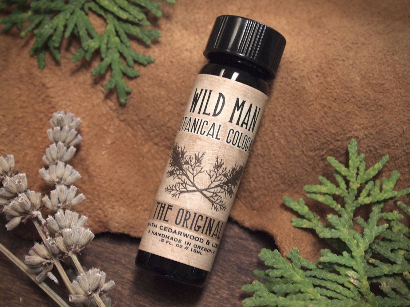 Natural Cologne Oil WILD MAN Unisex Essential Oil Perfume with Cedar and Lime 15ml // .5oz For Him