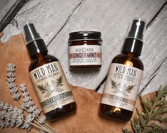 Wild Man Shaving Gift Set – Natural Shave Soap, After Shave & Muscle Rub