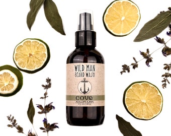 Wild Man Beard Wash - COVE with Tea Tree and Sage - 4oz // 120ml Beard Soap