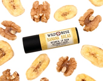 BANANA BREAD Natural Lip Balm - with Organic Banana + Walnut - .33oz Biodegradable Tube