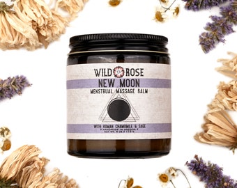 NEW MOON Menstrual Massage Balm - with Chamomile and Sage - 4oz // 113g