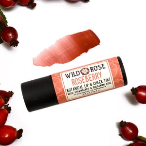 ROSEBERRY Botanical Lip & Cheek Tint Tube -  .33oz Organic Makeup Biodegradable Tube