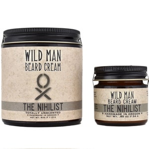 Mens Beard Cream Balm Wild Man THE NIHILIST Unscented 24g // .85oz Gift for Him image 3