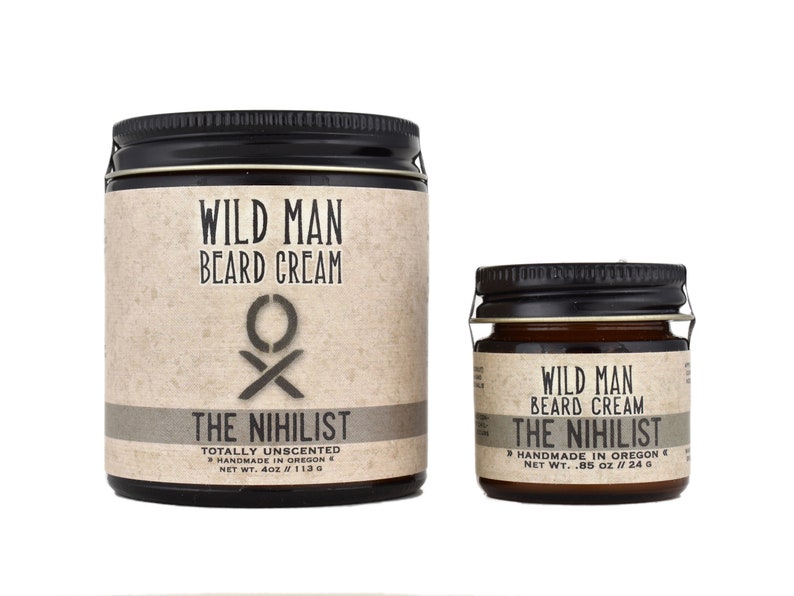 Mens Beard Cream Balm Wild Man THE NIHILIST Unscented 24g // .85oz Gift for Him image 3