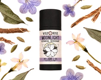 MOONLIGHT Botanical Deodorant - with Jasmine and Yuzu - Aluminum-Free Biodegradable Tube - 2.4 oz // 68g