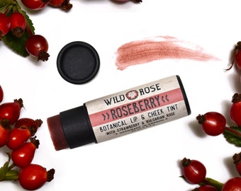 ROSEBERRY Botanical Lip & Cheek Tint Tube -  .33oz Organic Makeup Biodegradable Tube