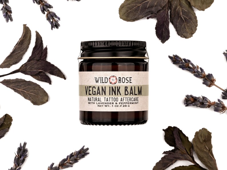 VEGAN INK BALM Natural Tattoo Aftercare - with Lavender and Peppermint - 1oz \/\/ 28g