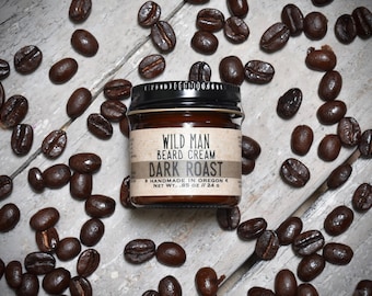 Wild Man Beard Cream Balm - DARK ROAST - 24g // .85oz - Grooming Mens Gift