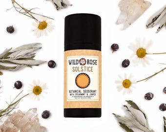 SOLSTICE Botanical Deodorant - with Spearmint and Juniper - Aluminum-Free Biodegradable Tube - 2.4 oz // 68g