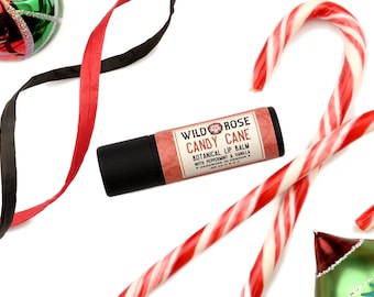 CANDY CANE Natural Lip Balm - with Organic Peppermint - .33oz Biodegradable Tube