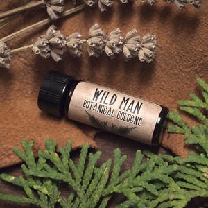 Natural Cologne Oil WILD MAN Unisex Natural Perfume 3.7 ml // 1 Dram Stocking Stuffer image 1