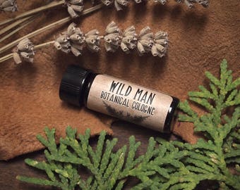 Natural Cologne Oil WILD MAN Unisex Natural Perfume 3.7 ml // 1 Dram Stocking Stuffer