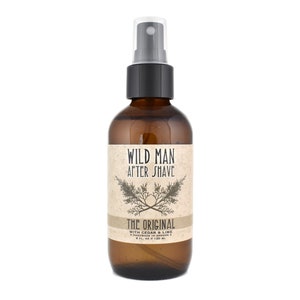 WIld Man After Shave 4oz amber glass bottle in The Original scent on white background.