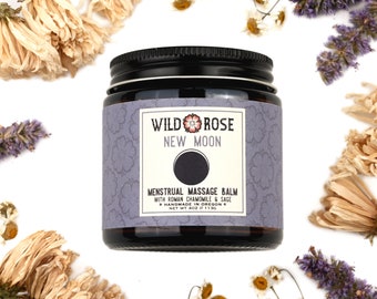 NEW MOON Menstrual Massage Balm - with Chamomile and Sage - 4oz // 113g