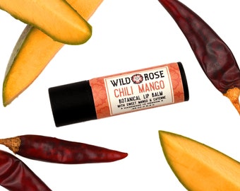 CHILI MANGO Natural Lip Plumping Lip Balm with Cayenne and Mango - .33 oz - Gardener stocking stuffer