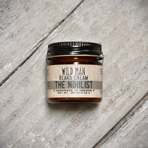 Mens Beard Cream Balm Wild Man THE NIHILIST Unscented 24g // .85oz Gift for Him image 1