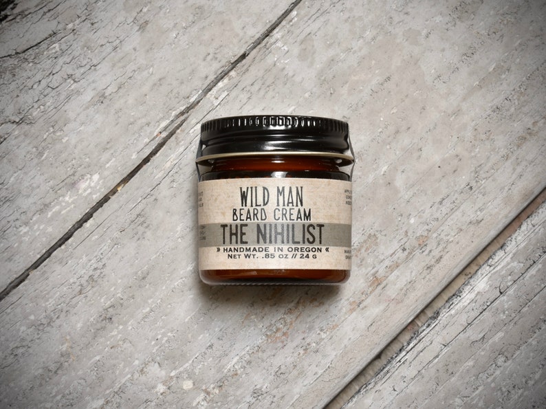 Mens Beard Cream Balm Wild Man THE NIHILIST Unscented 24g // .85oz Gift for Him image 1