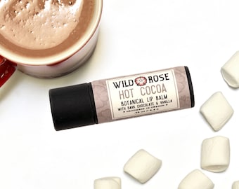 HOT COCOA Natural Lip Balm - with Organic Dark Chocolate + Vanilla - .33 oz Biodegradable Tube