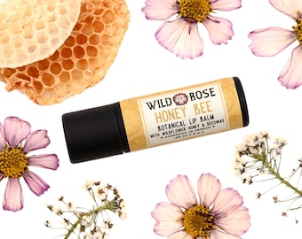 HONEY BEE Natural Lip Balm - with Wildflower Honey and Violet - .33 oz Biodegradable Tube
